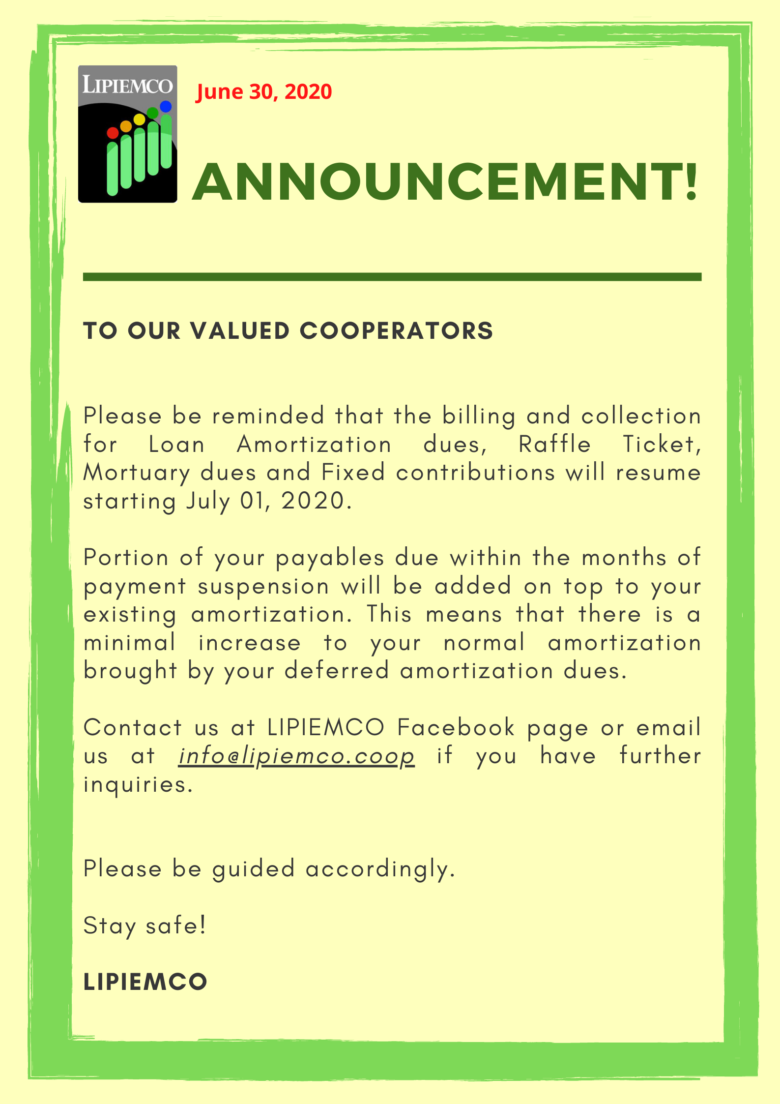 LIPIEMCO Resumption Of Billing Collection lipiemco-resumption-of-billing-collection